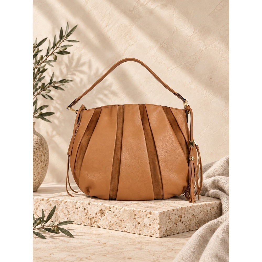 Aimee Kestenberg Tuscany Cognac Leather Suede Hobo Shoulder Bag Boho Autumn Fall